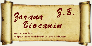 Zorana Biočanin vizit kartica